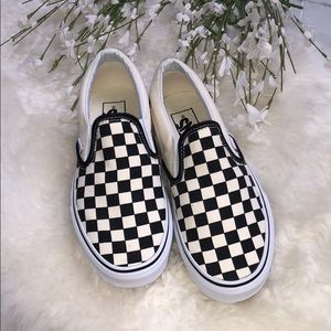 Classic Slip On Black and White Checkerboard Vans
